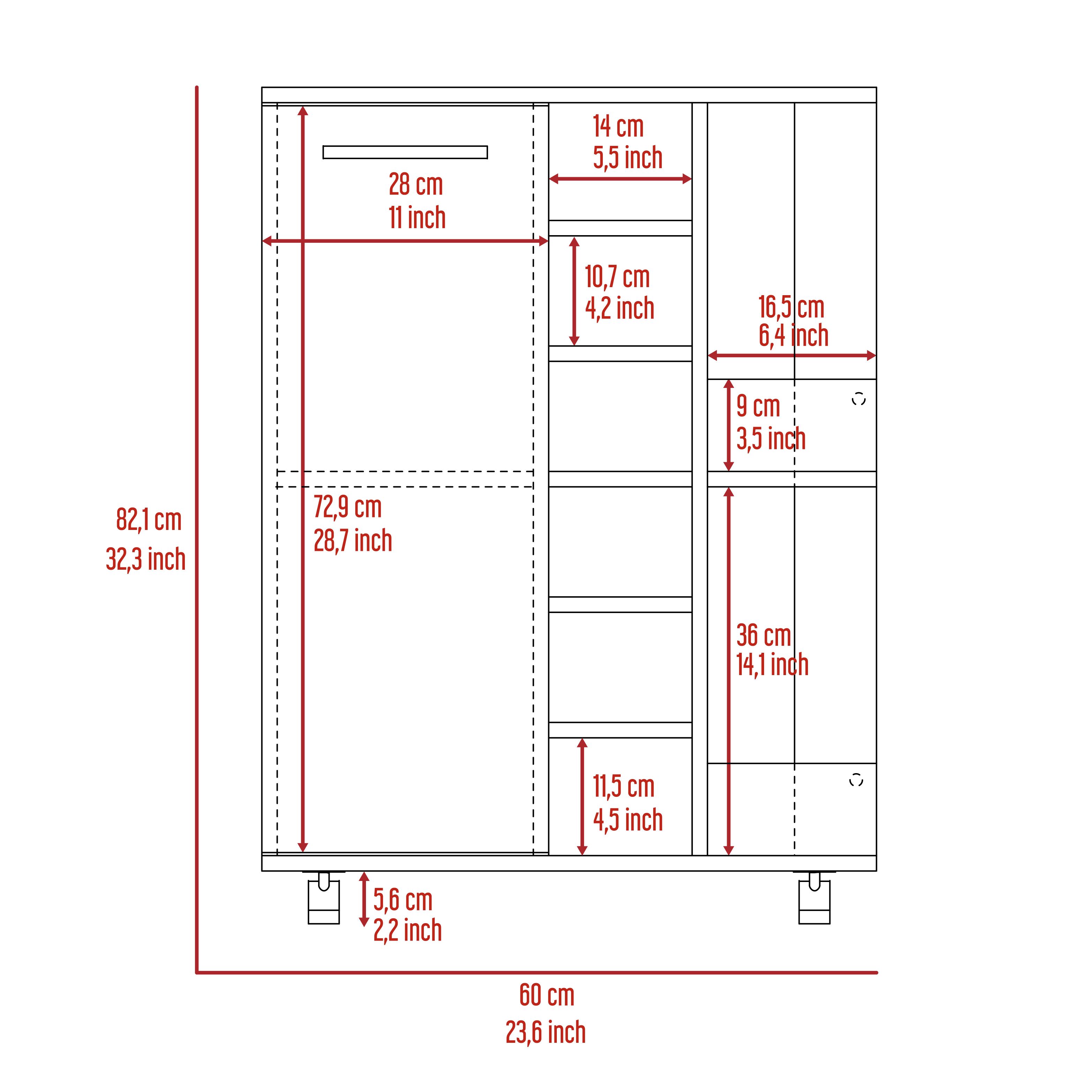 Bar Cart, Two External Shelves, Four Casters, Six Built-in Wine Rack, Single Door Cabinet -Light Gray